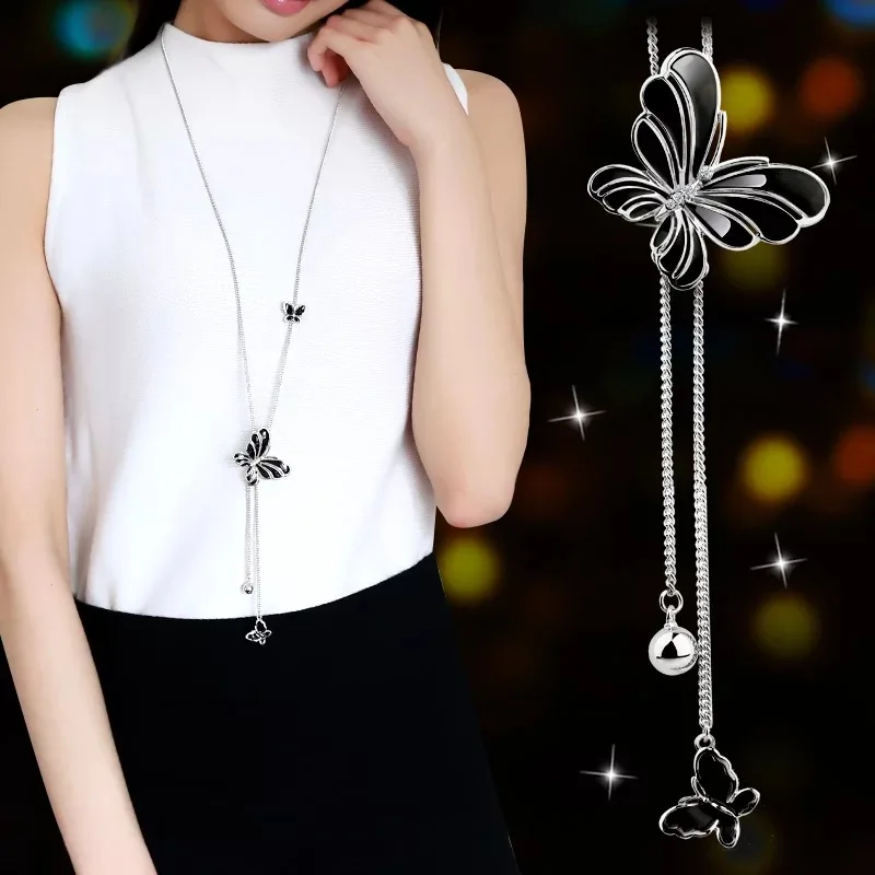 Women Pendant Necklaces Drop Long Paragraph Sweater Chain Decorative Crystal Necklace Pendant