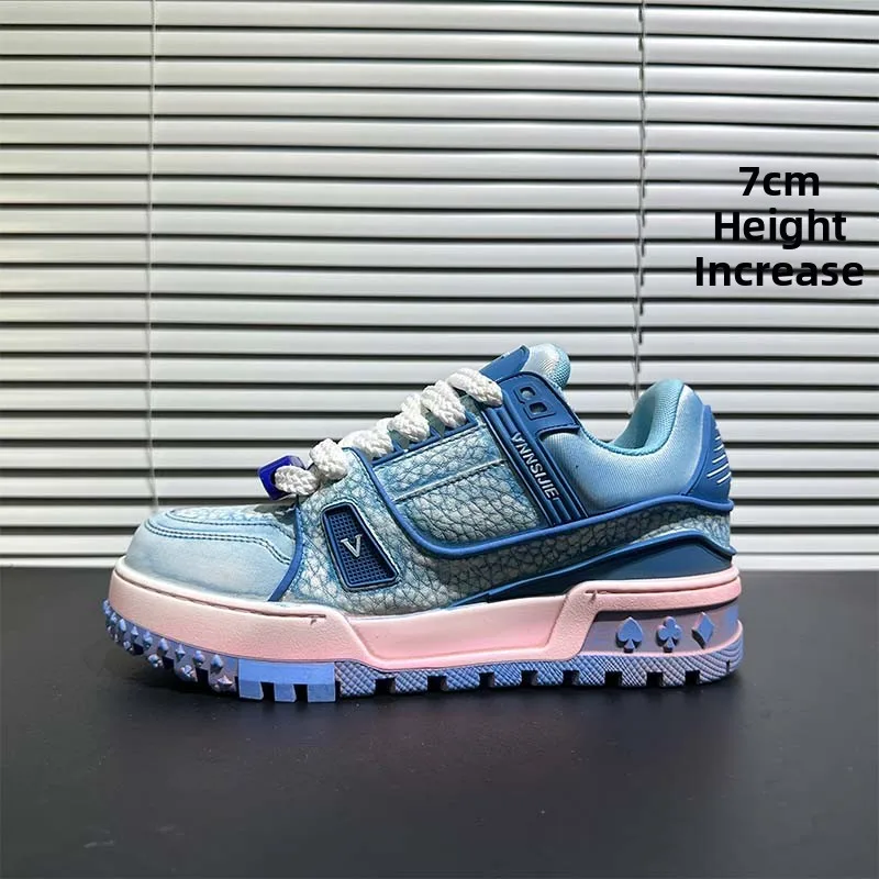 

Trendy Men's Color Rub Board oes 2025 New Comfortable Leather Surface Doudou Heightening Soft Bot European Luxury Casual...