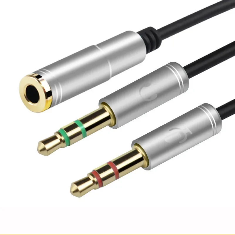 3.5mm Headphone Stereo Audio Mic Y Splitter, 3.5 Mm Audio + Microphone To 4 Pole Jack Aux Adapter for 4 Pin 3.5mm Plug Earphone