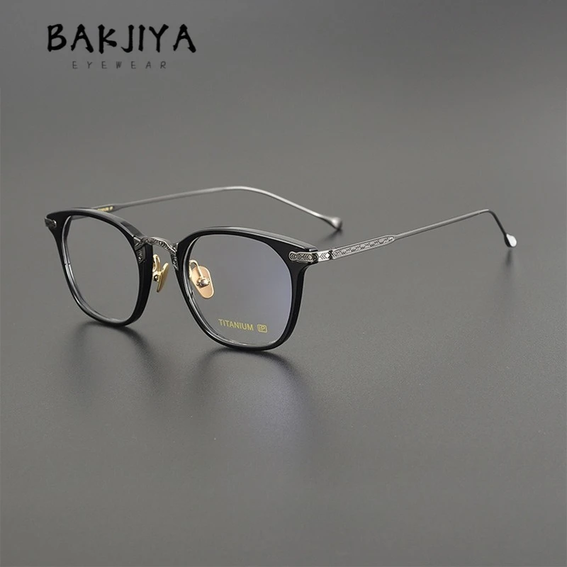 

Japanese Handmade Acetate Titanium Frame Men Myopia Prescription Eyeglasses Frame Trend Women Luxury Designer Eyewear Round Face