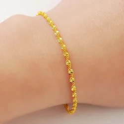 promotion sale Pure Gold Color 2mm water wave chain bracelet, Wholesale Fashion Original Gold Plated women's Jewelry Bracelet