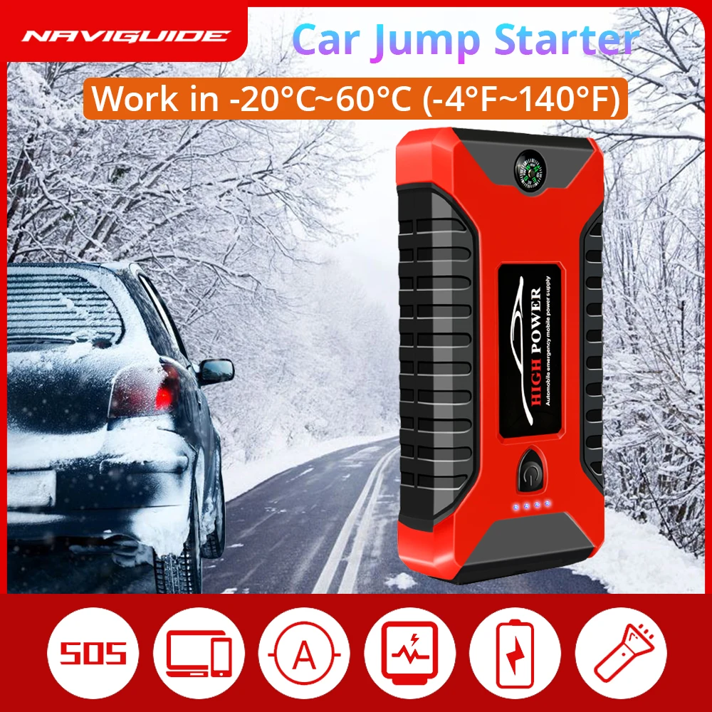 NAVIGUIDE 12V Car Jump Starter Power Bank 99800mAh Emergency Booster Battery Starting Device 600A Peak Current Strong Start