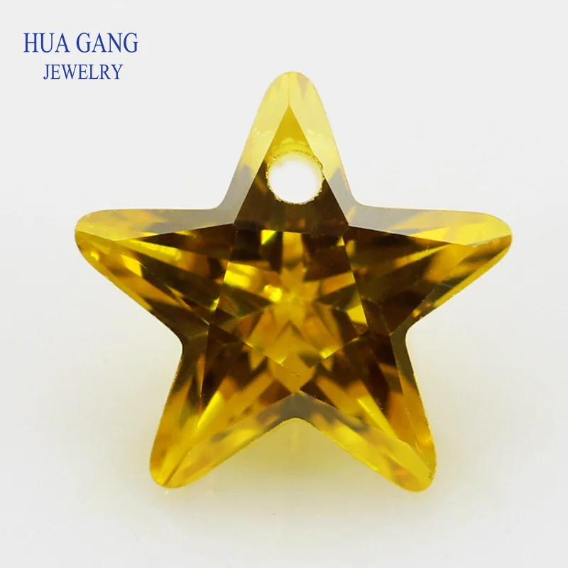 

Single Hole AAAAA Star Shape Golden Cubic Zirconia Stone For Jewerly Making 4x4~10x10mm High Quality CZ Free Shipping