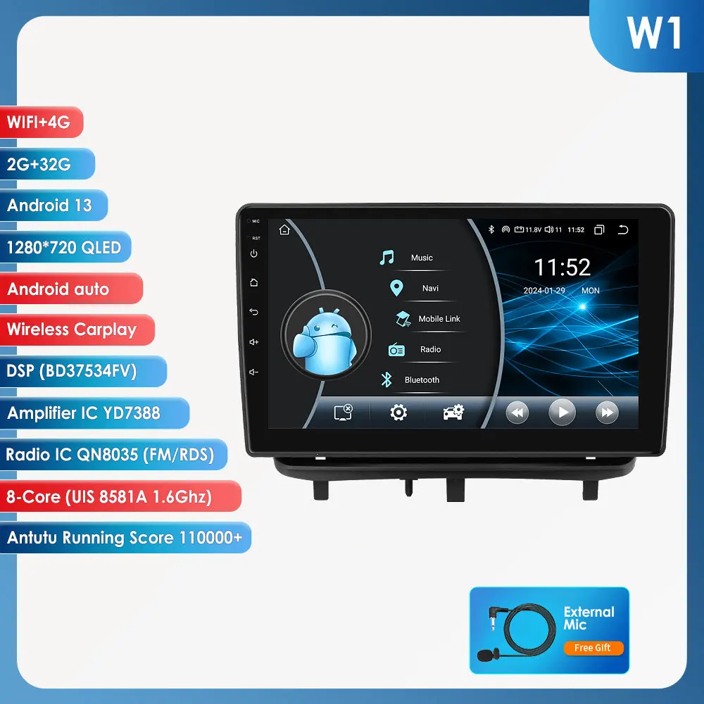 8G 128G 2din Android13 Autoradio Voor Opel Corsa D 2007-2012 Draadloze Carplay Intelligent Scherm 2din Autoradio 360Camera Dsp 4G