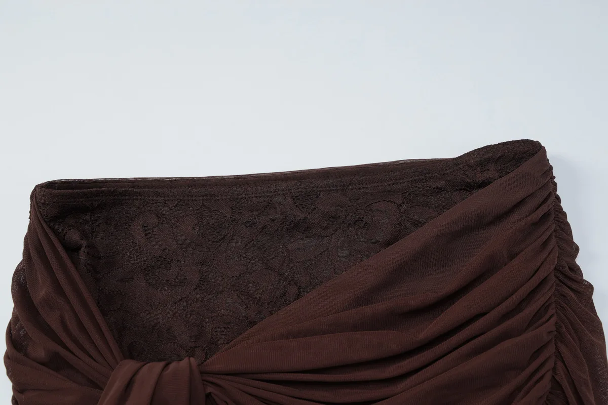 Elegante 2-teilige Set Kleider Frauen Langarm Spitze Tops und schlanke Miniröcke Sexy Club weibliche Streetwear passender Anzug