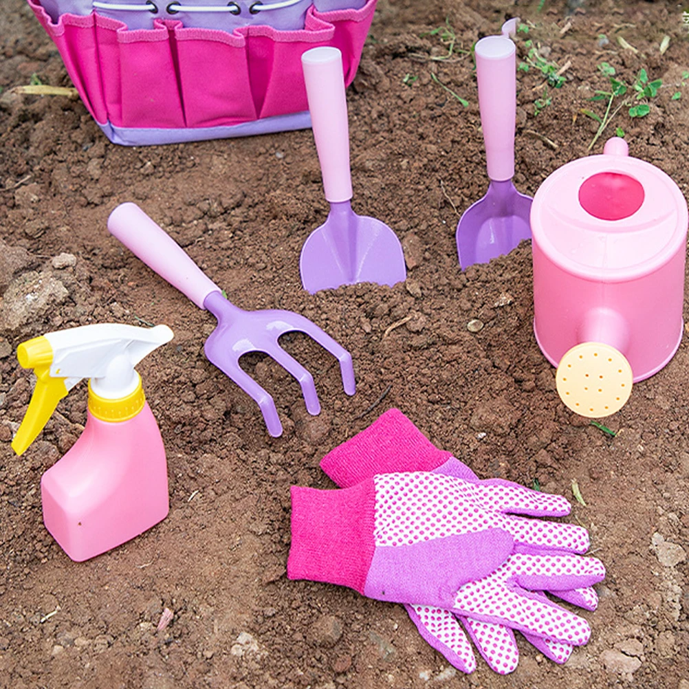 

1 set Garden Tool Set for Kids Lightweight Plastic Metal Shovel Rake Hand Tools Beach Sand Play Outdoor Sandbox Toys Explore