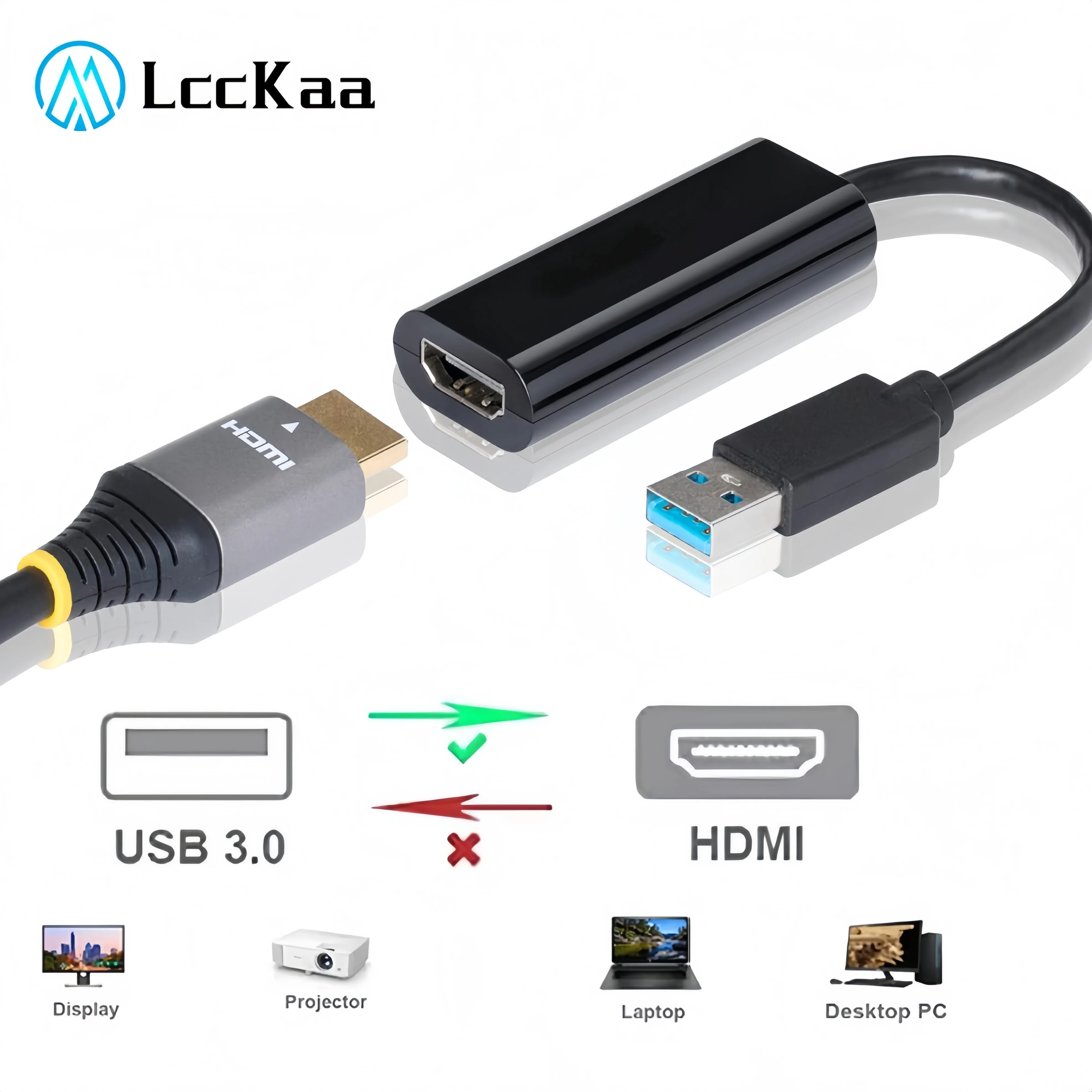 USB-zu-HDMI-kompatibler Adapter 1080P USB-zu-HDMI-Videokonverter für Windows 7 8 10 PC Laptop Desktop-Monitor Projektor HDTV