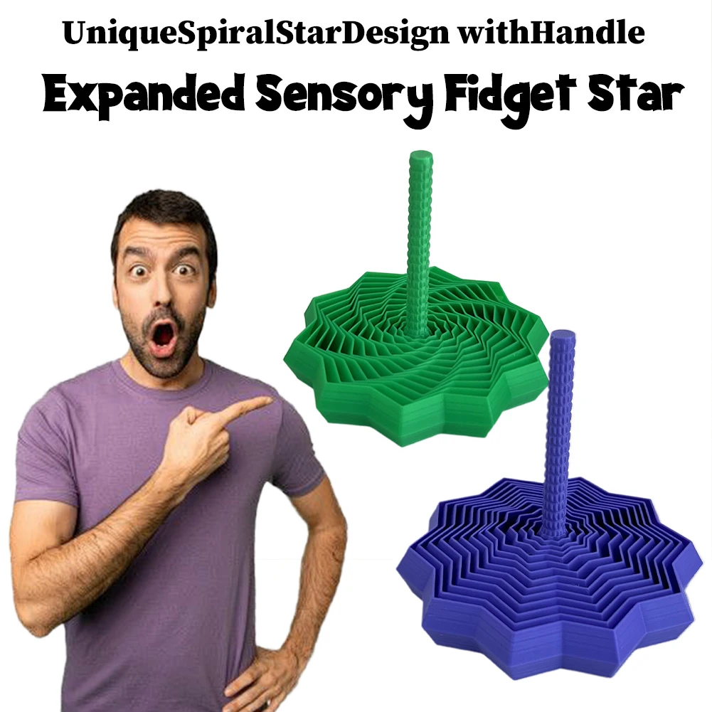 Erweiterter sensorischer Fidget Star 3D-gedruckter Fraktal-Fidget-Sechskant mit Griffen, Stressabbau, sensorisches Spielzeug zur Stressabbau bei Kindern
