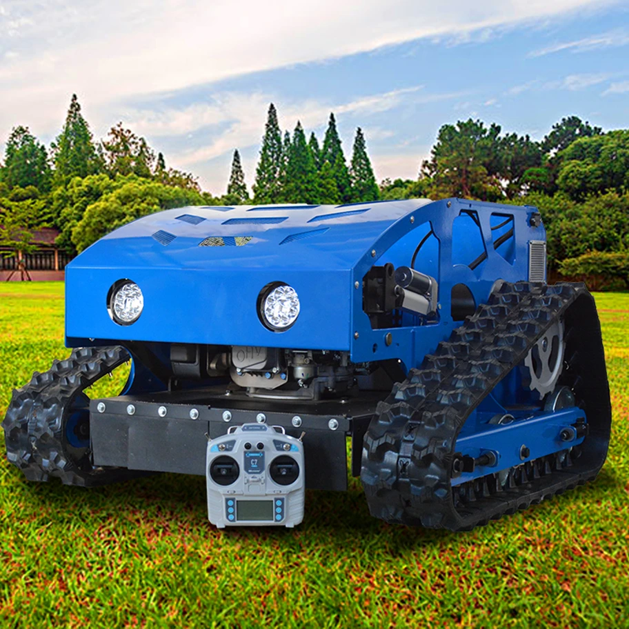Tracked Remote Mower 4WD Rubber Crawler Robot Grass Machine Customized 2300㎡ h Efficiency 300m Remote For Large Orchard Vineyard