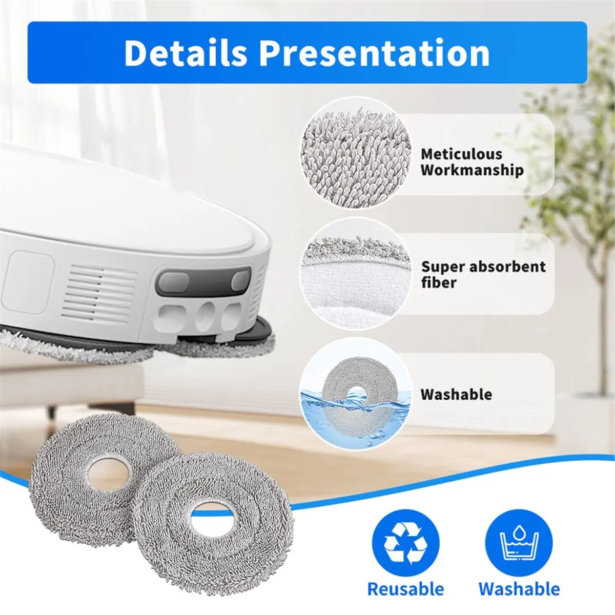 AT59 Dust Bag Mop Pads Parts for Xiaomi 5 Pro OV21CN X10 Plus X20 Plus M30 Pro M30S Robot Vacuum Cleaner Replacement Parts view 4