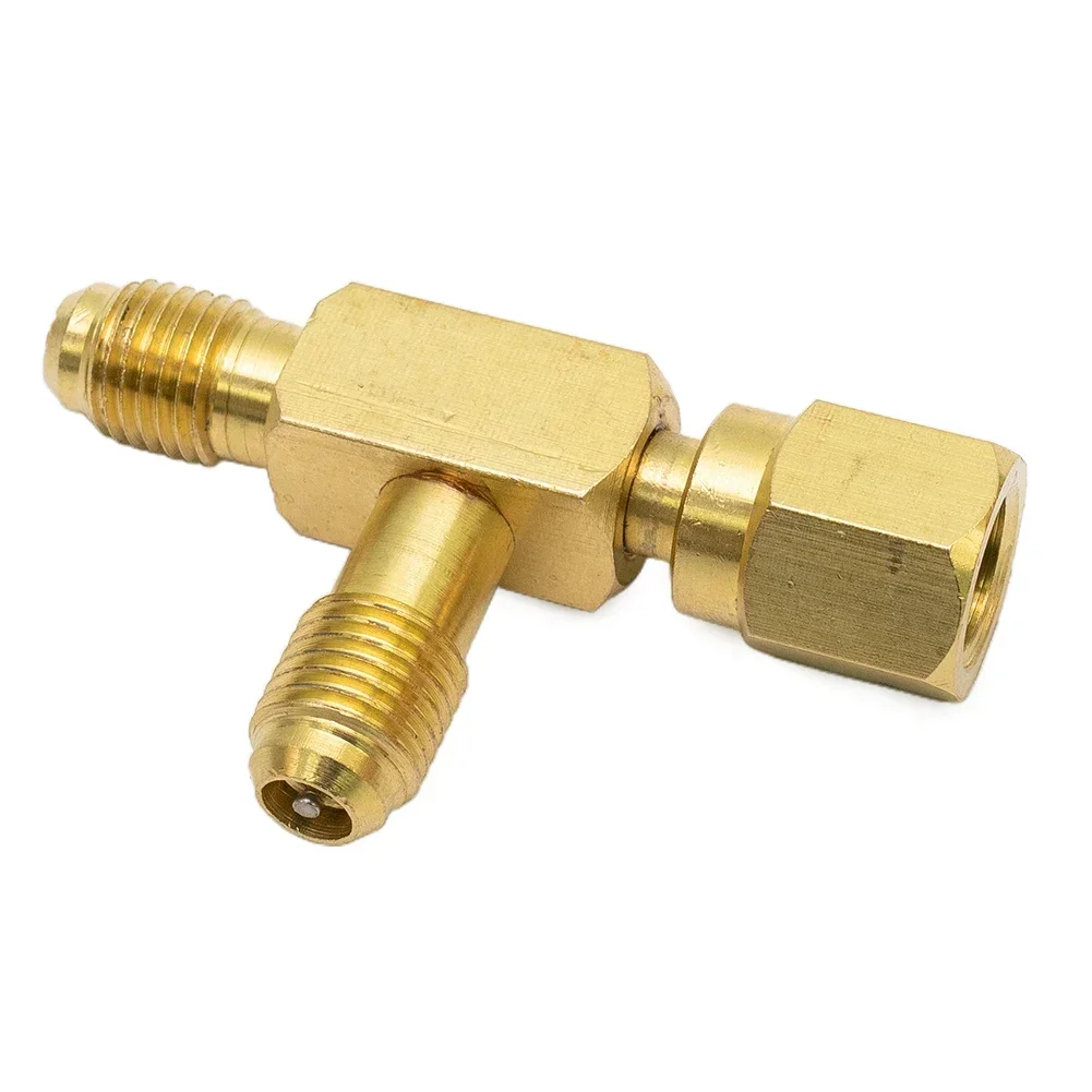 Brass T Type Adapter With 1/4 External Thread*1/4 External Thread*1/4 Female SAE External Thread For Refrigeration System Part