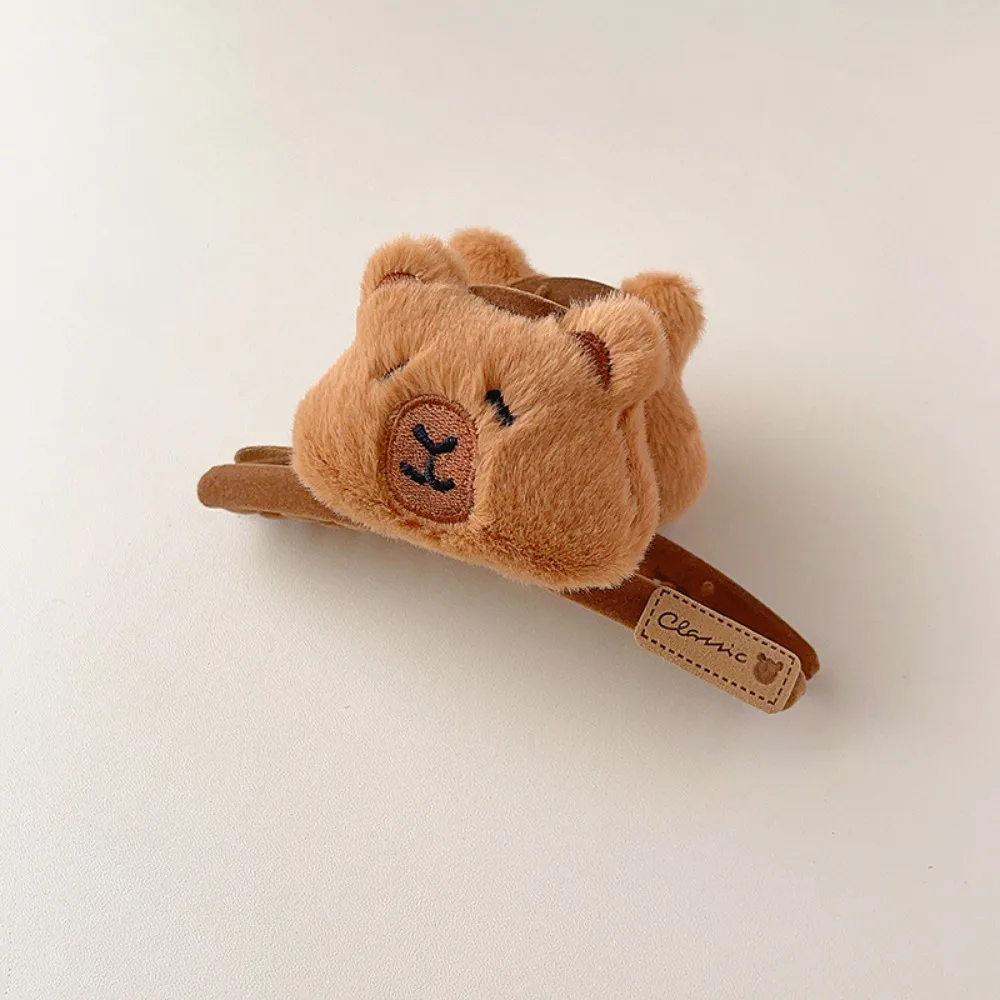 Hair Accessories Flocking Capybara Hair Ring Kawaii Sweet Plush Claw Clip Funny Animal Cartoon Duckbill Clip Kids