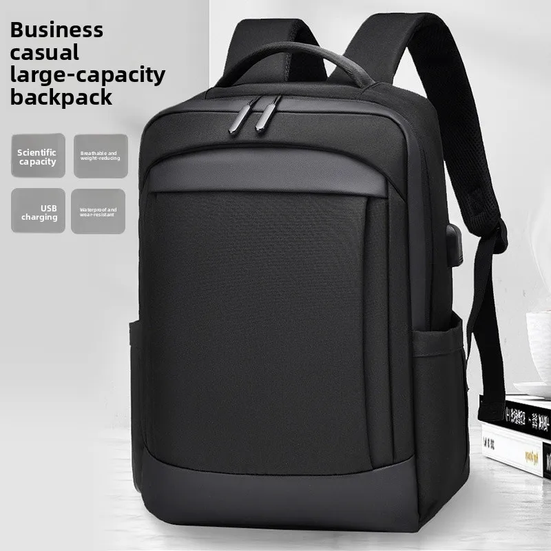 

Casual Men's Backpack Large Capacity Business Travel Bag 15.6 Inch Computer Laptop Bag Trendy Simple Design for Outdoors