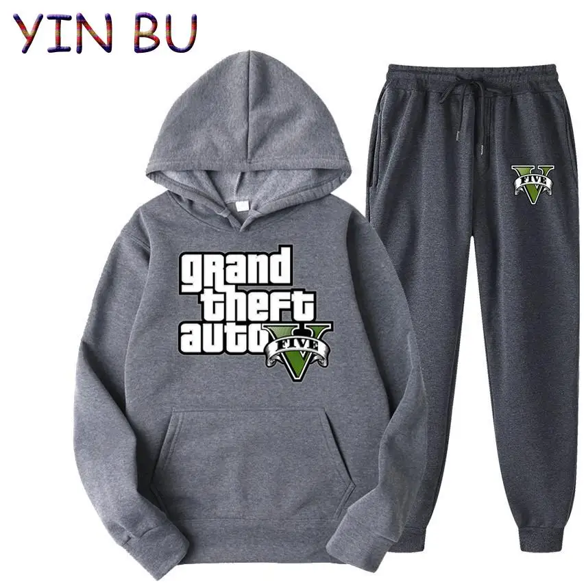 جراند سرقة السيارات لعبة GTA بدلة رياضية رجالية قناع السترة + Sweatpants بدلة رياضية عادية عداء ببطء رياضية 2 قطعة مجموعات الذكور