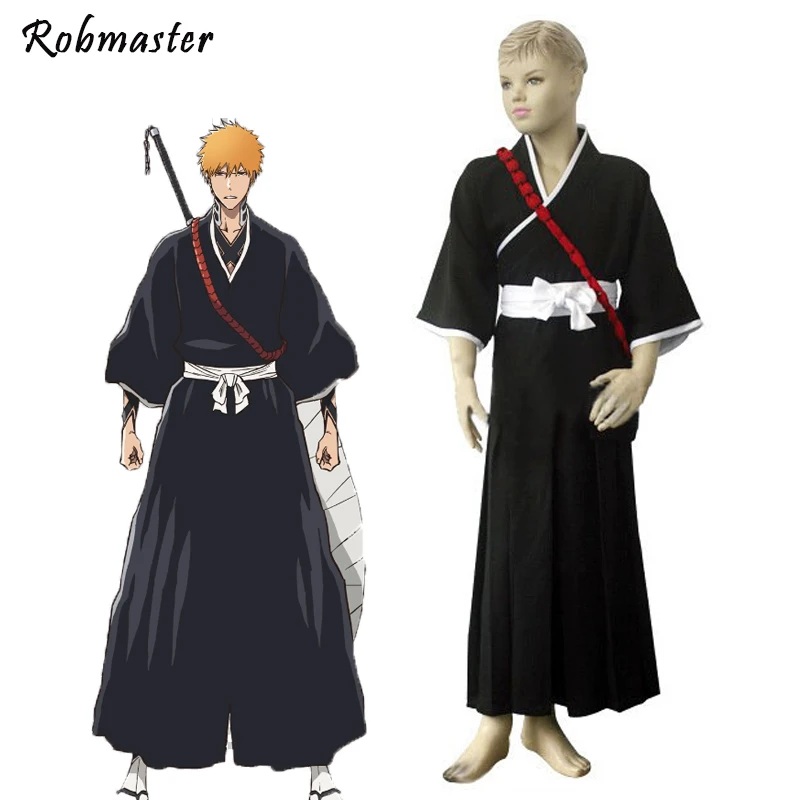 

Anime Bleach Kurosaki Ichigo Cosplay Thousand-Year Blood War Black Shinigami Attire Outfit Ichigo Kurosaki Uniform Halloween