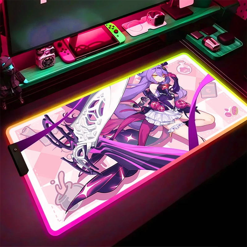 

RGB Mouse Pad Sirin Honkai Impact 3 Non-Slip Rubber Edge locking mousepads Game play mats notebook computer Game Home Decor