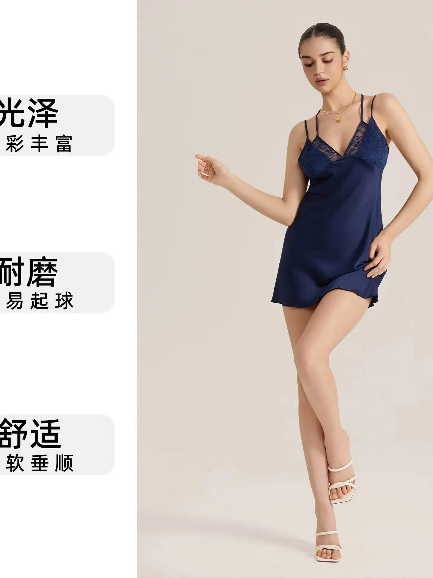 Nuovo sexy pizzo halter neck cravatta cinturino in seta di ghiaccio abito corto in raso chiffon camicia da notte pigiama da donna mini abito nero fascino C47H