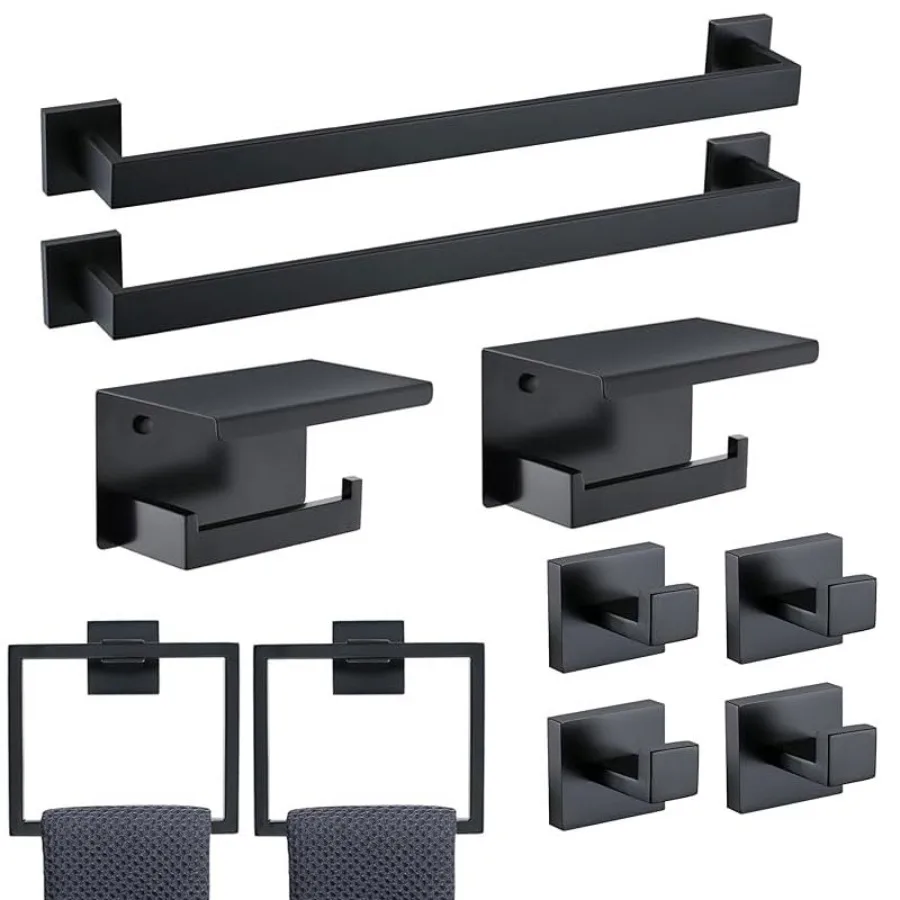 

Pack e Bathroom Hardware Set - SUS30 Stainless Steel Wall-Mounted Towel Bar Holder and Racks 23.6 Inch