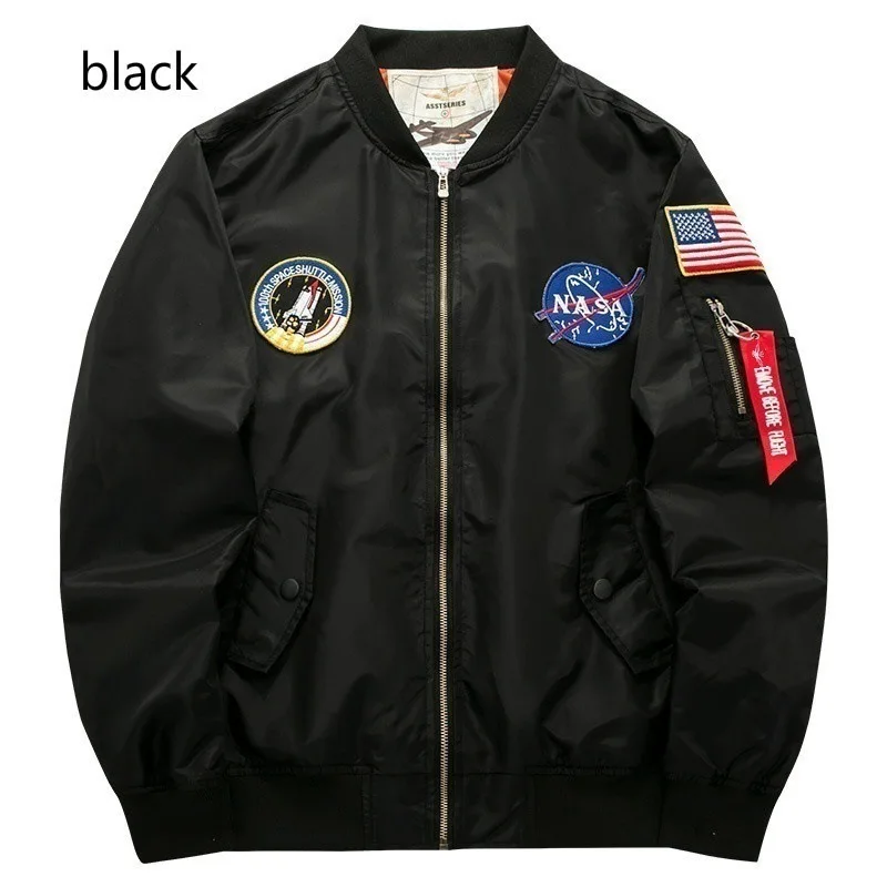 Autumn Apollo Thin 100th SPACE SHUTTLE MISSION Thin MA1 Bomber Hiphop US Air Force Pilot Flight Korean College Jacket For Men