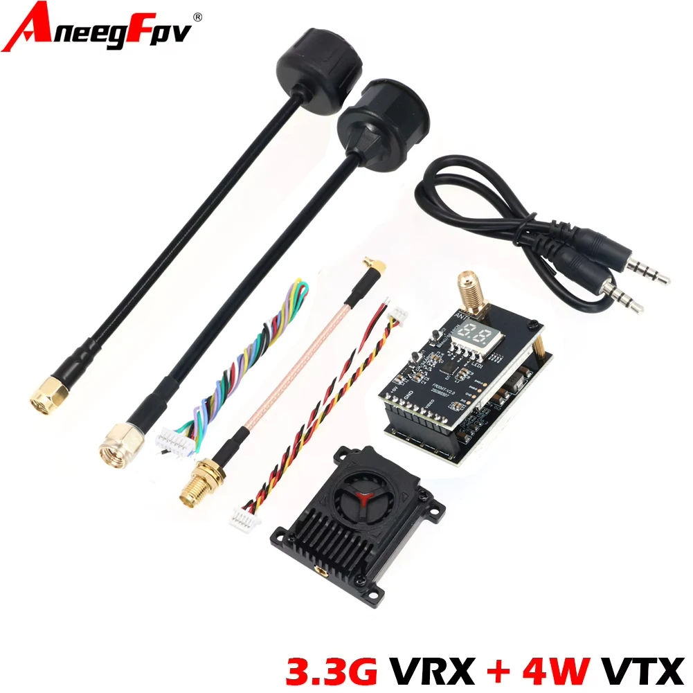 AneegFpv 3,3G 3,5G 4W VTX 16CH + 3,3Ghz Analog VRX Wireless Video Audio Sender Empfänger für FPV Long Rang RC Racing Drone