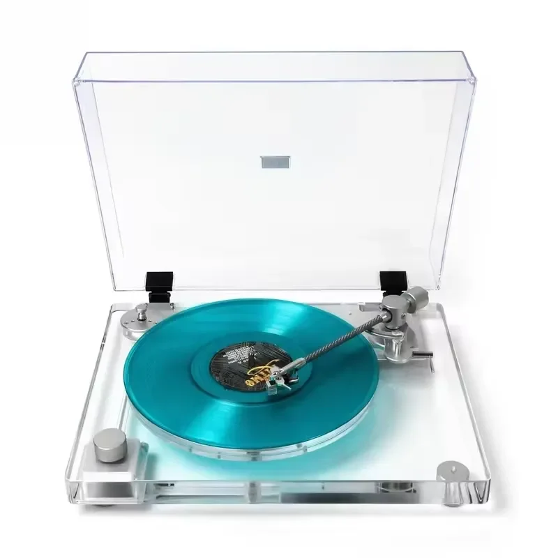 X10 vinyl record player desktop modern all acrylic transparent 33/45 RPM stereo, record player head BT retro phonograph
