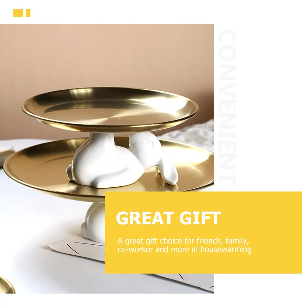 

Rabbit Jewelry Tray Stainless Steel Ring Holder Decorative Storage Tray For Earrings Bracelets Coins Home Hotel Use