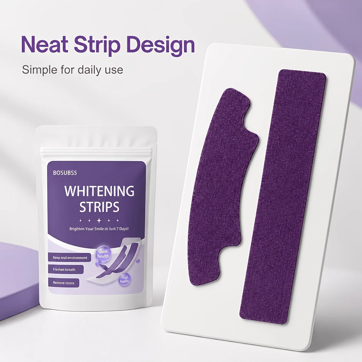 BOSUBSS 16/8/4pcs Dry-Type Smile Care Strips, Purple Upper & Lower Oral Beauty Stickers for Easy Home Use