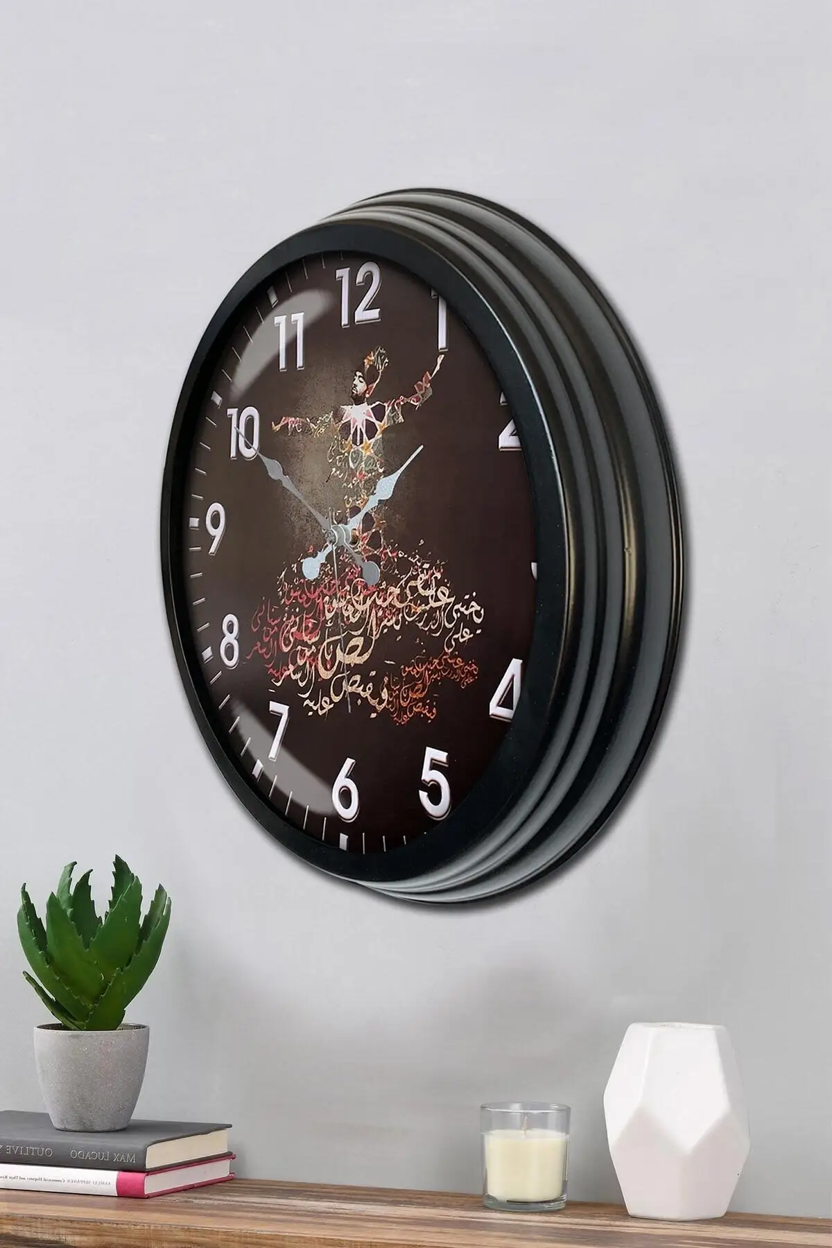 DOLBOVI wall clock 40 Cm Metal black color religious model