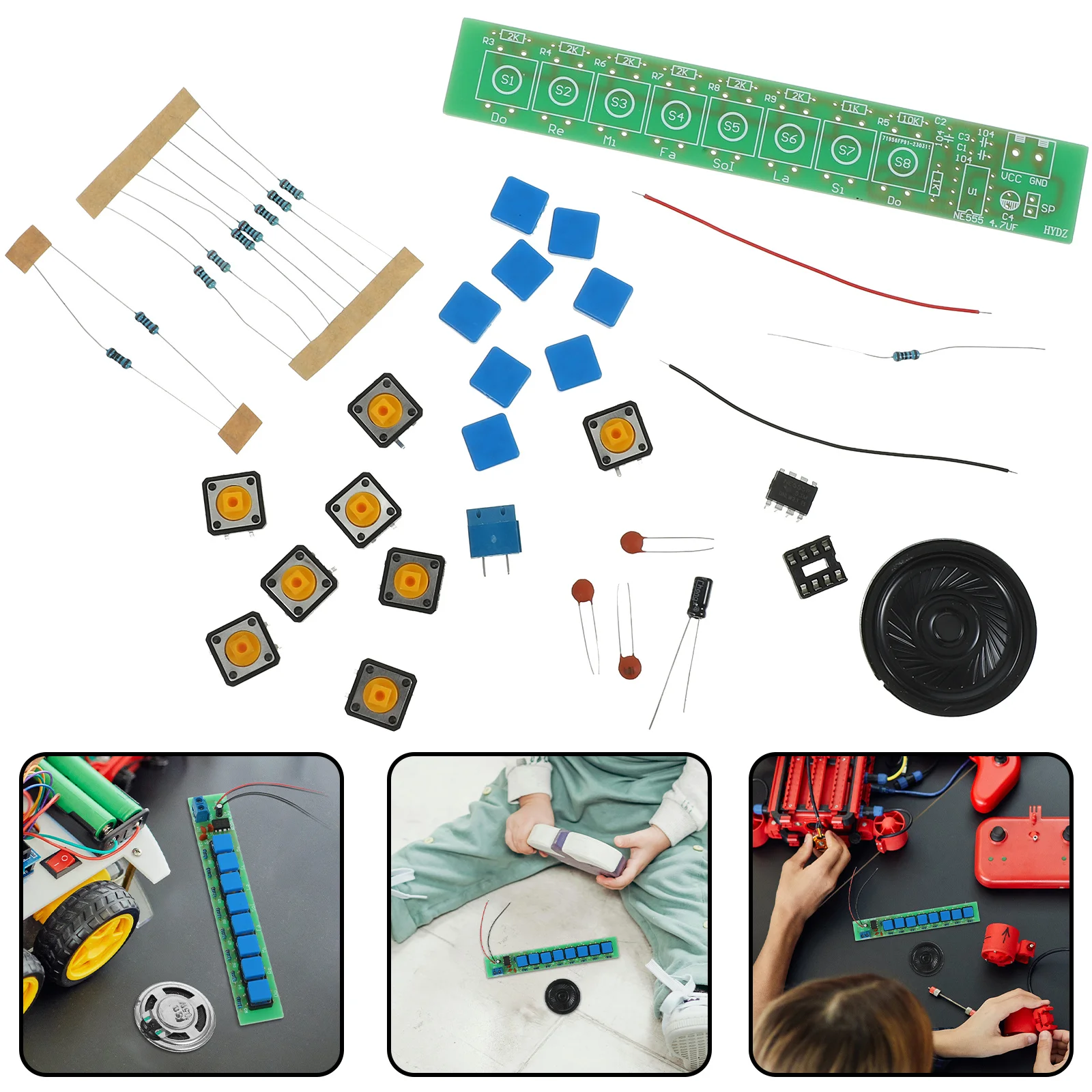 1Set البيانو الإلكتروني لتقوم بها بنفسك عدة Ne555 8-ملاحظة مشروع لحام لأداة الموسيقى بناء التعلم عن طريق ضبط المقاومة