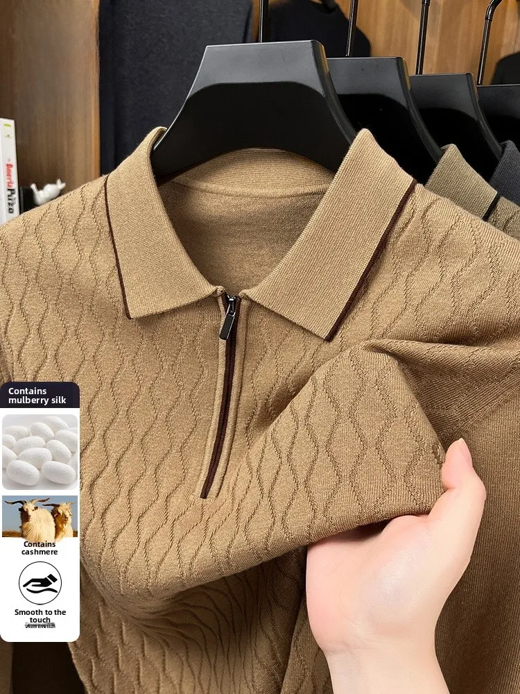 

Мужской вязаный свитер Camere Lormen Long Sve, повседневный универсальный шелковый топ высокого класса на молнии, зимний модный городской слэ