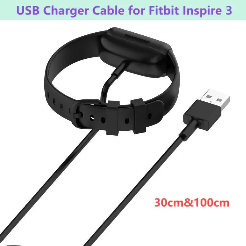 USB Charger for Fitbit Inspire 3 100cm Charging Cable Cord Clip Dock for Fitbit inspire3  Smartwatch Charger Band Replacement