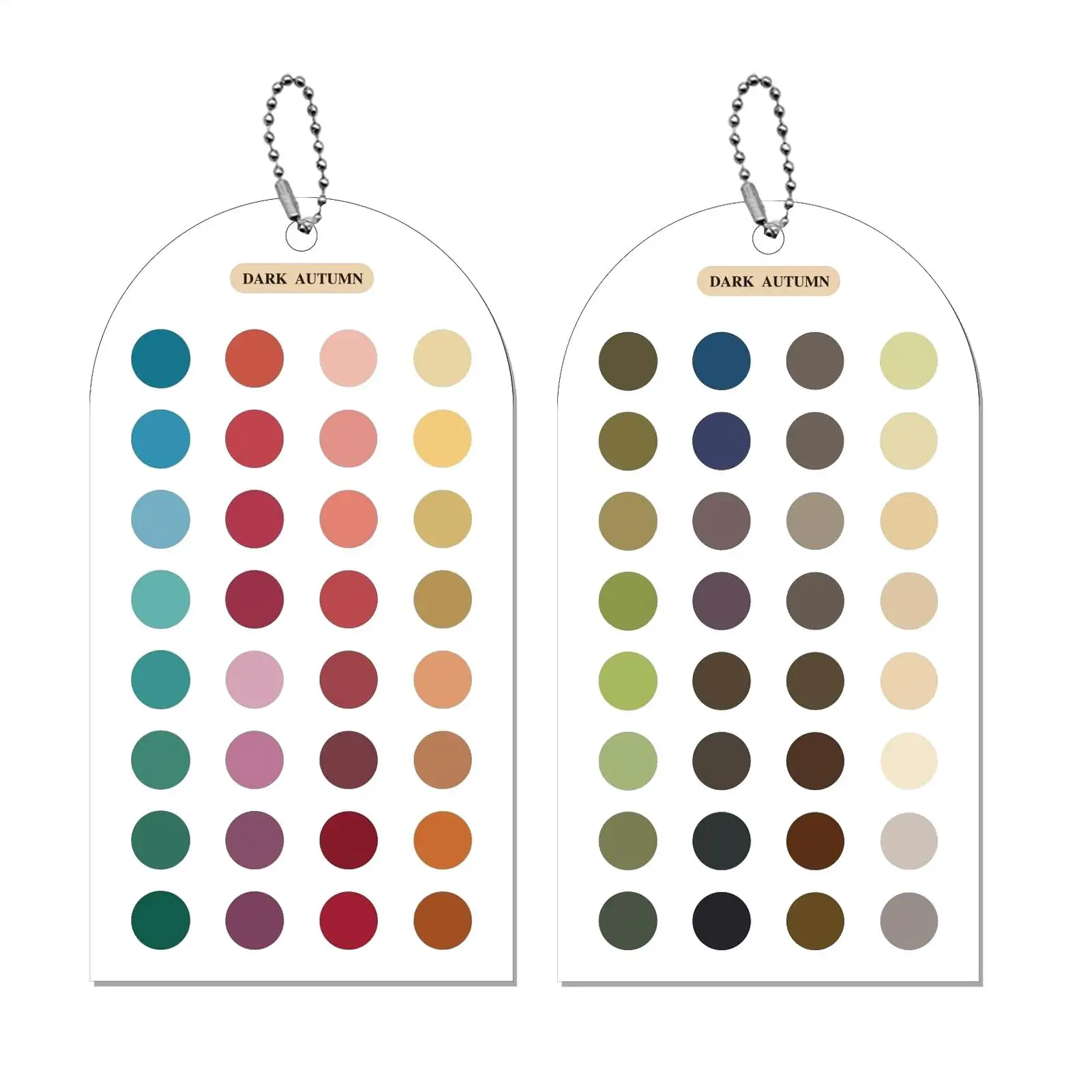 2pcs Color Analysis Template Cards Portable Double-Sided Guide Acrylic Color Matching Guide with Bead Chain for Outfit Makeup