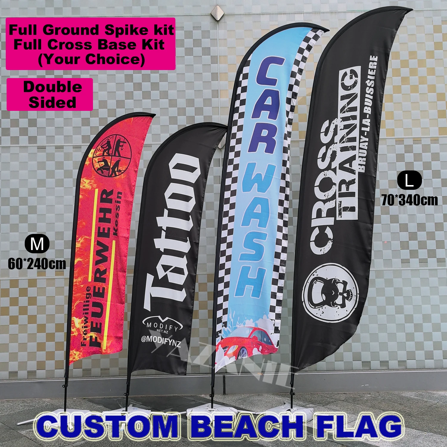 Custom Feather Flag with Pole Kit Cross Base Ground Spike Water Bag Carry Bag Advertising Beach Flag for Outdoor Business Events