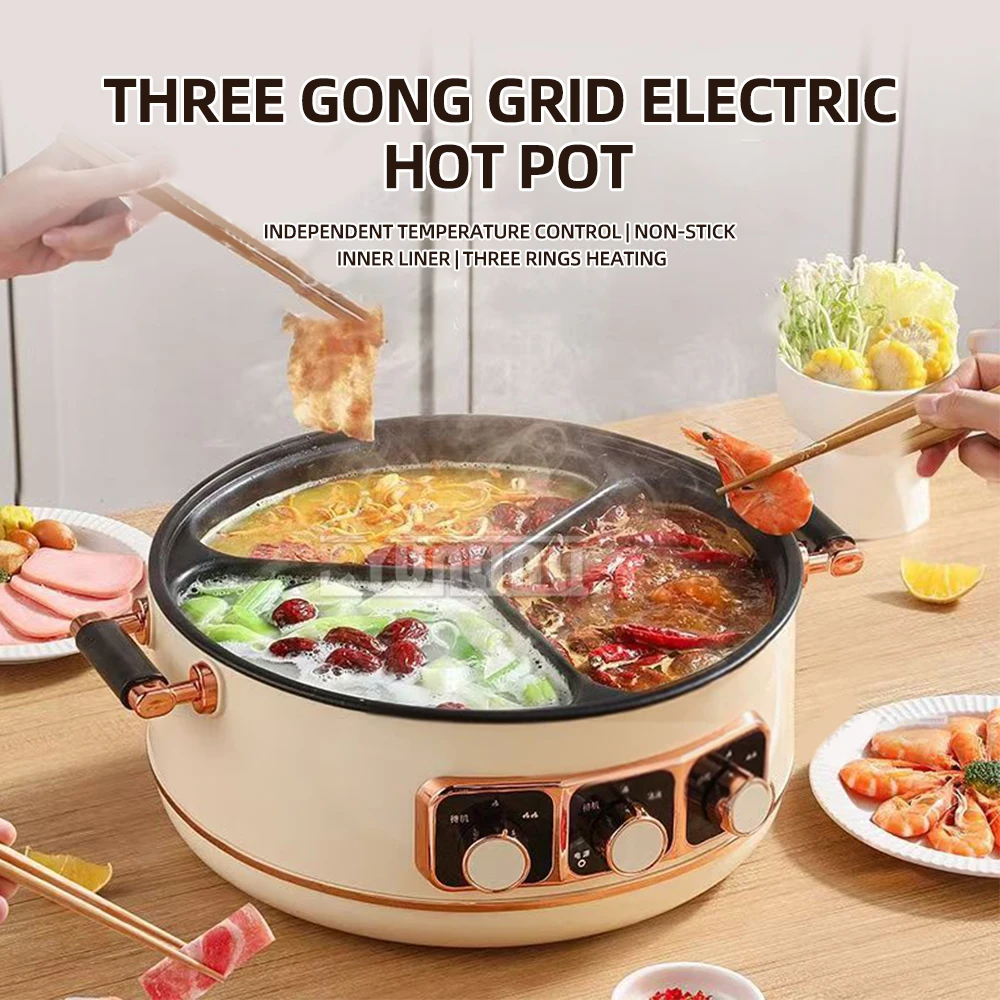 

5L High-power Electric Hot Pot with 3 Different Flavors Multi-functional 100mm Deep Pot Body HG-5639