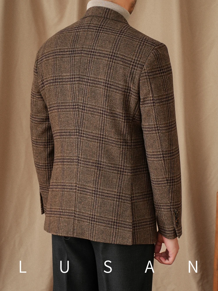 Mr. Lu San 50% Wool Prince Ge Coffee Retro Suit Fall/Winter Italian Gentry Warm High-setting Suit Men