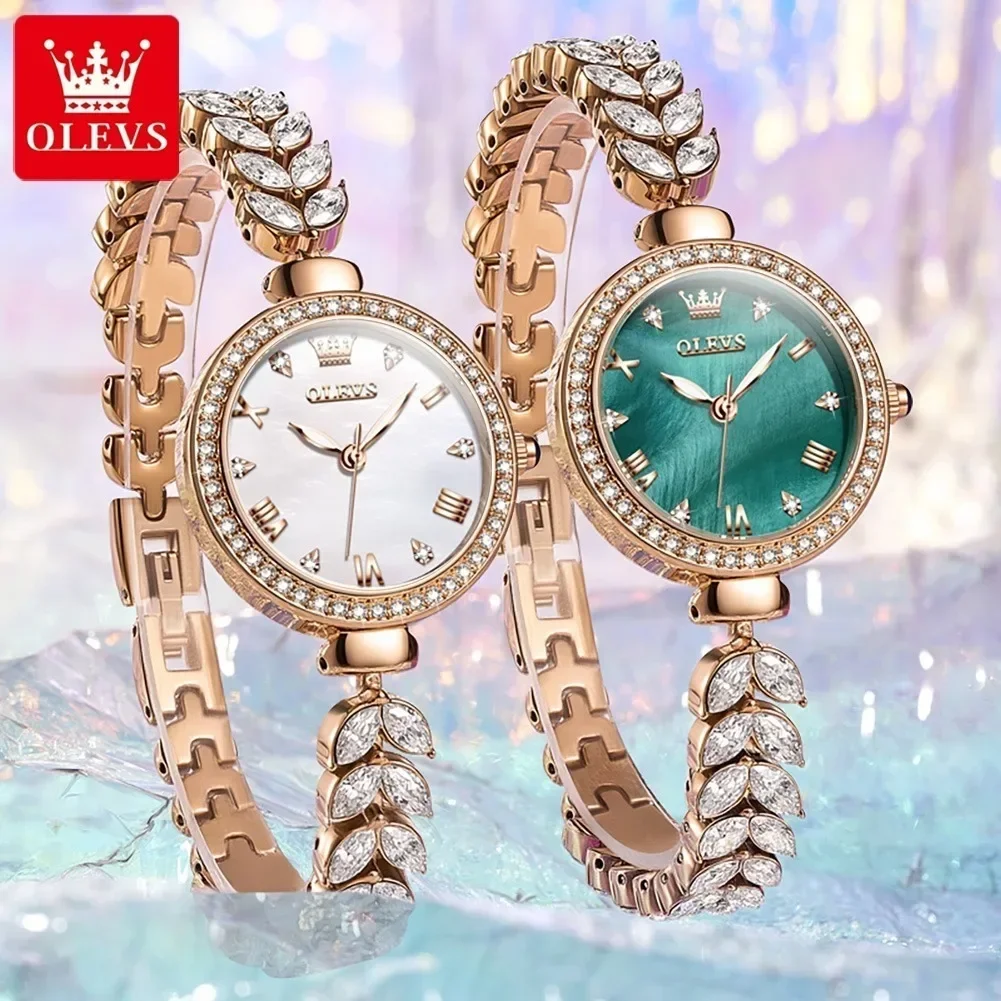 OLEVS-Reloj de pulsera de cuarzo para mujer, cronógrafo con correa de acero inoxidable, resistente al agua, 9971