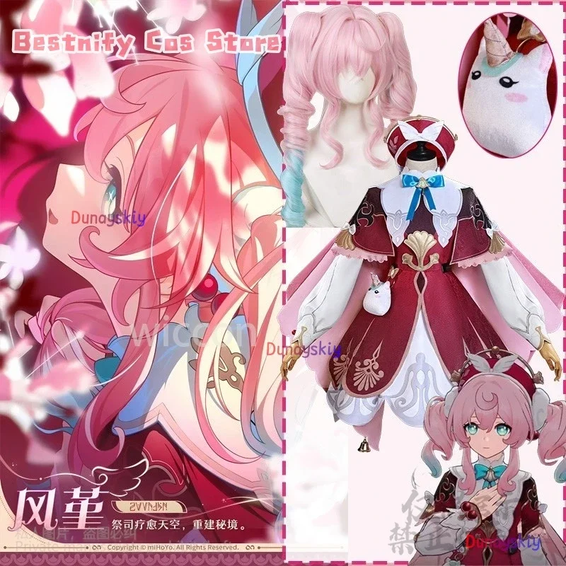 

CosplayAnime Game Honkai Star Rail Cosplay Hyacine Costume Kawaii Dress Lolita Hat Props Pink Green Wigs For Girls Woman Cosplay