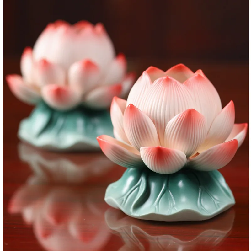 Plug In/Charging LED Lights Home Ceramic Offering Buddha Lanterns 5-inch Lotus Lamp Exquisite And Beautiful Home Decoration