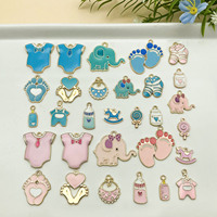 30pcs/lot Enamel Baby Cloth Charms Pendants Cute Baby Feet DIY Metal Bracelet Necklace Jewelry Making Findings Accessories