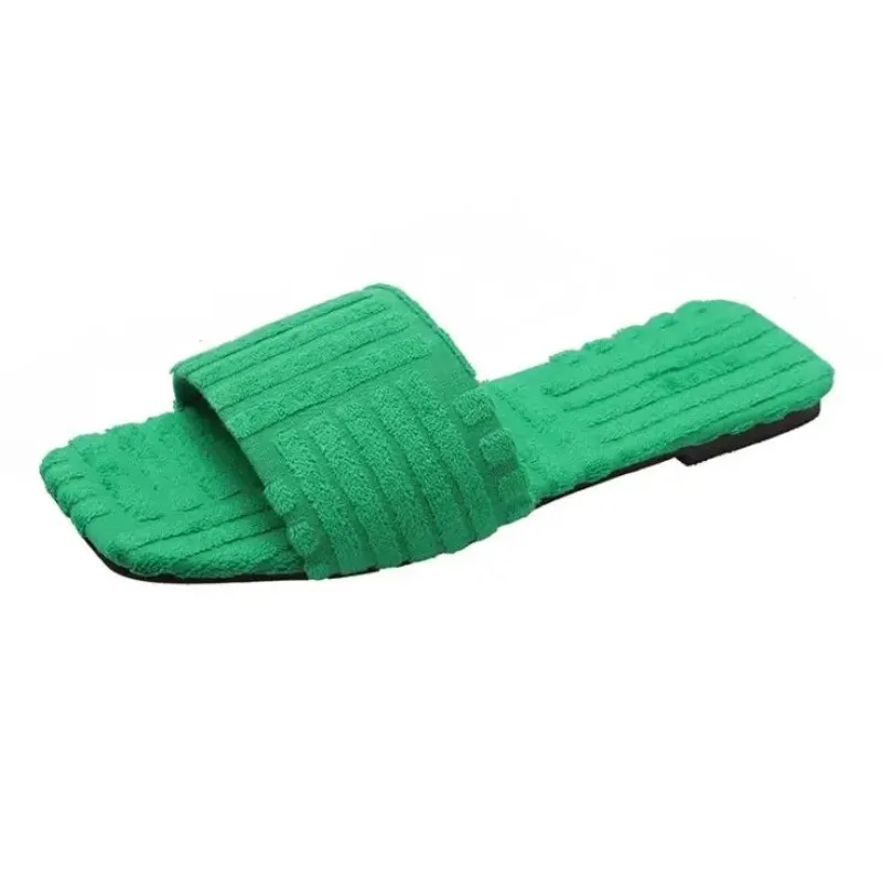 Warm towel pattern slippers women new embossed cotton drag home all-match sandals candy color Summer Winter Indoor Casual Shoes