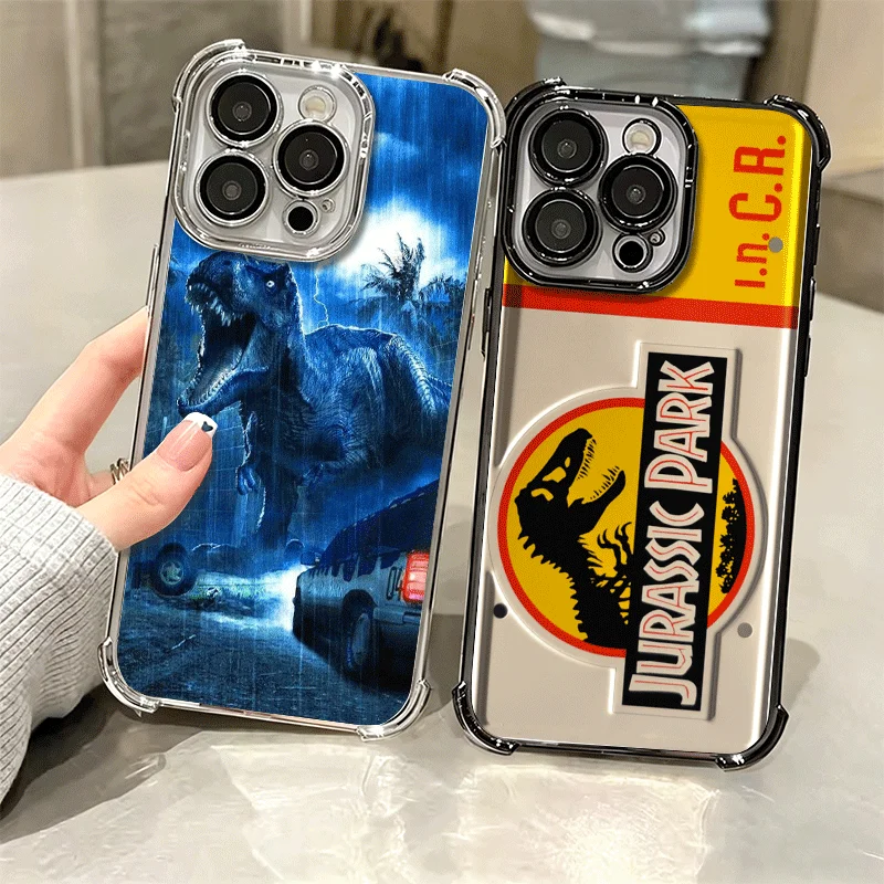 Мягкий чехол для телефона «Мир динозавров: Парк Юрского периода» для iPhone 15, 16, 17 Air, 14 Pro Max, 16E Plus, 13, 12 Mini с гальваническим покрытием, защита от падений