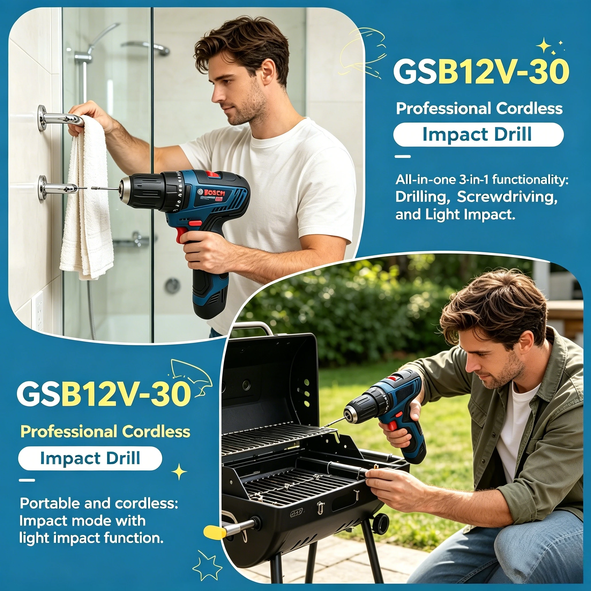 Bosch GSB12V30 Electric Drill Professional Heavy Duty Cordless Driver Multifunctional Household Electric Screwdriver power tools
