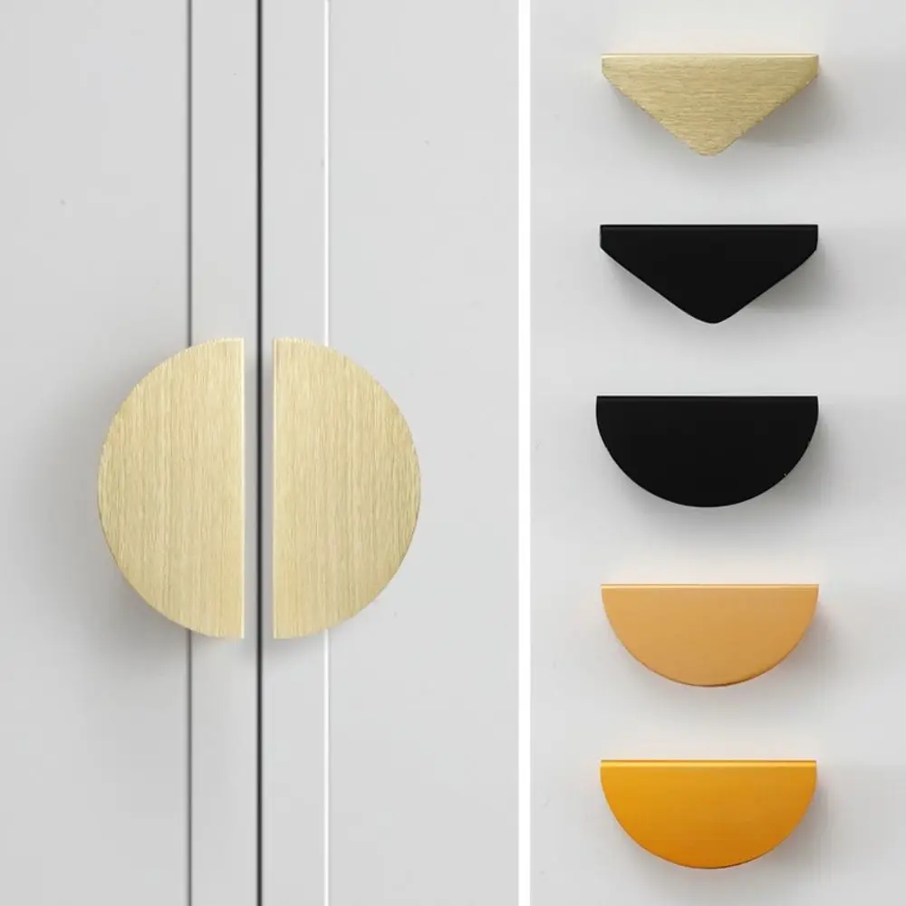 Triangle Shape Cabinet Door Handle Semi-circle Design American Style Black Furniture Drawer Knob Embedded Cabinet Pull Handle