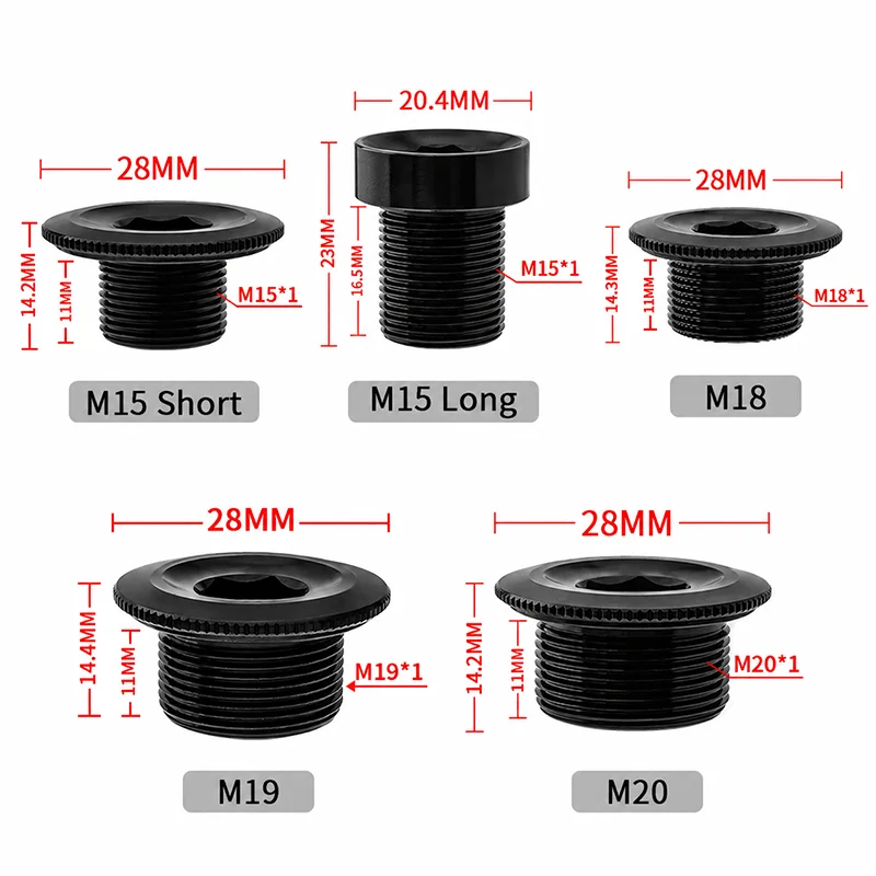 M19 M20 Bicycle Crank Arm Bolt CNC Aluminum Alloy Crankset Fixing Screw Cover with Washer for MTB Road Bike