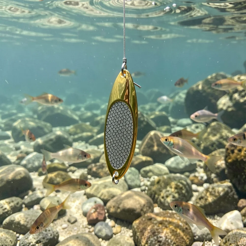 

Fishing Spoon Lure Sequin Reflective Surface Metal Body Treble Hook Gold Silver for Bass Trout Fishing