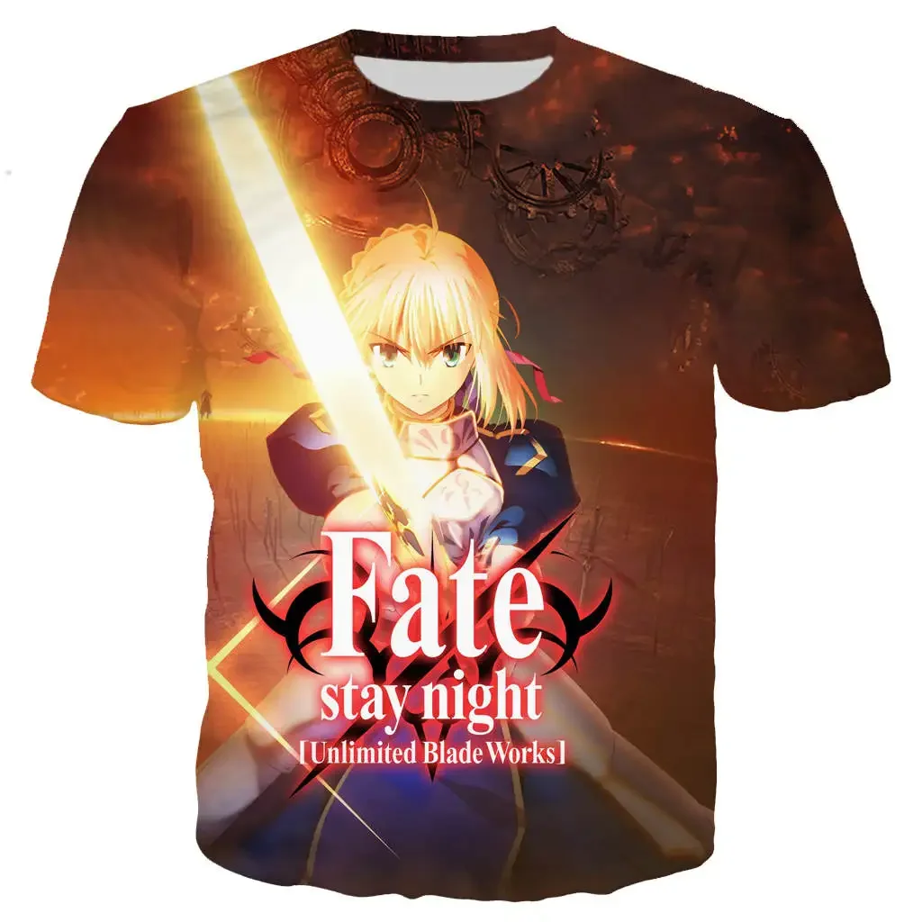 Summer Fate/stay Night Unlimited Blade Works 3D Printed T-shirt Men/women Cool Short Sleeve Harajuku Tee Tops