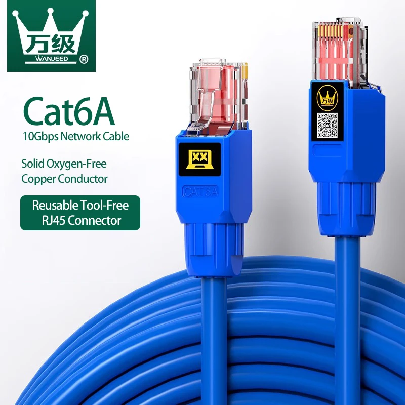 Кабель Ethernet WANJEED Cat6, сетевой кабель Cat6A, RJ45, 10 Гбит/с, патч-корд из цельной бескислородной меди для компьютера и роутера