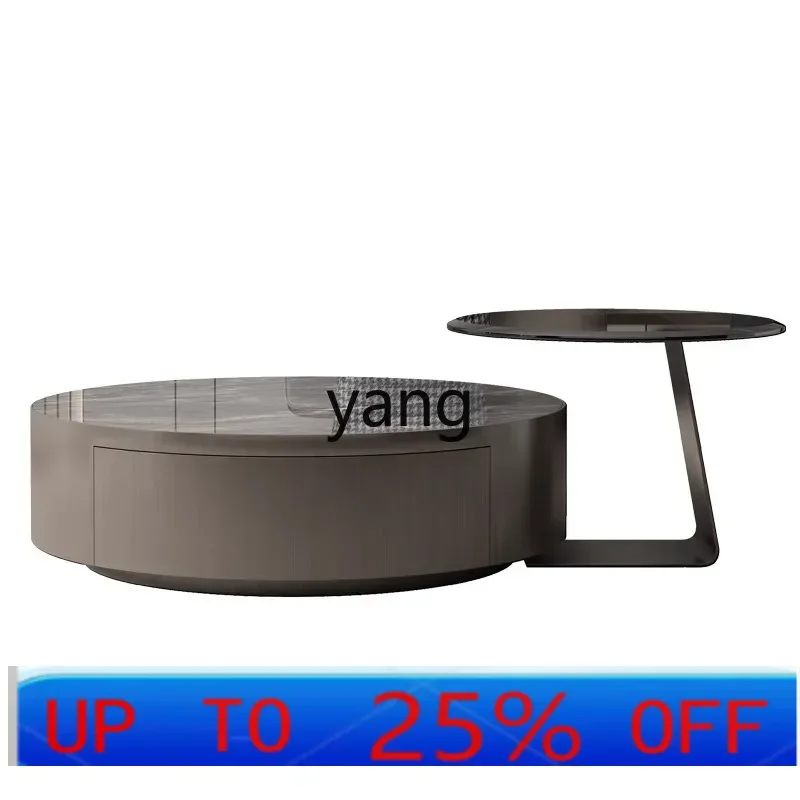 

LMM light luxury stainless steel with drawers living room slate modern minimalist glass edge few