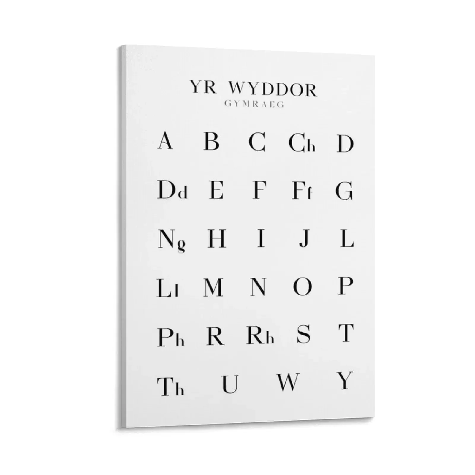 

Welsh Alphabet Chart, Yr Wyddor Gymraeg Language Chart, White Canvas Painting canvas wall art house decoration Paintings