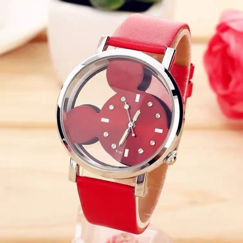 Kids' Watch, Mickey Head Student Comfort Belt Quartz Watch